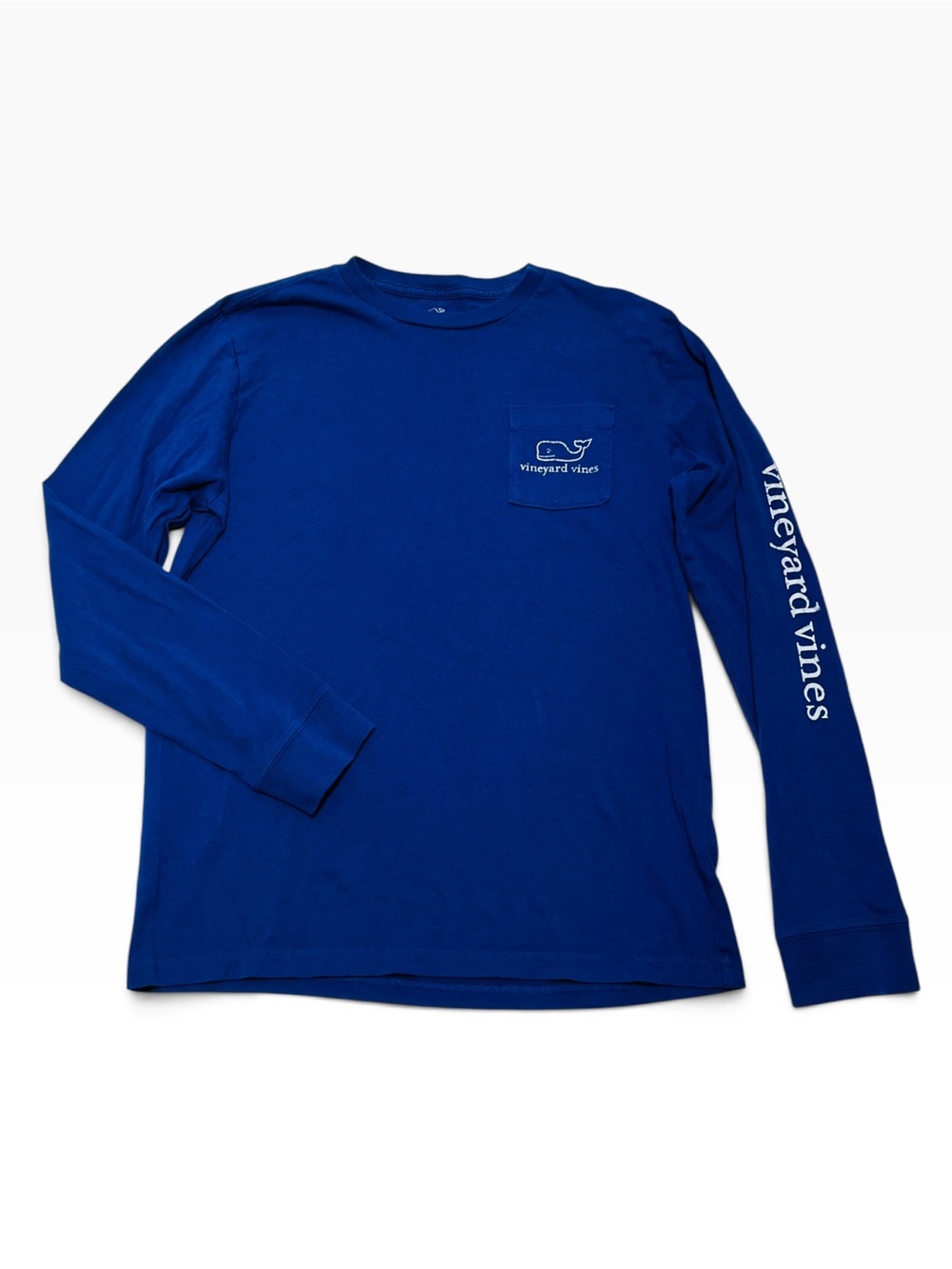 Vineyard Vines Kids 12Y Long Sleeve Tee in Royal Blue with White Logo